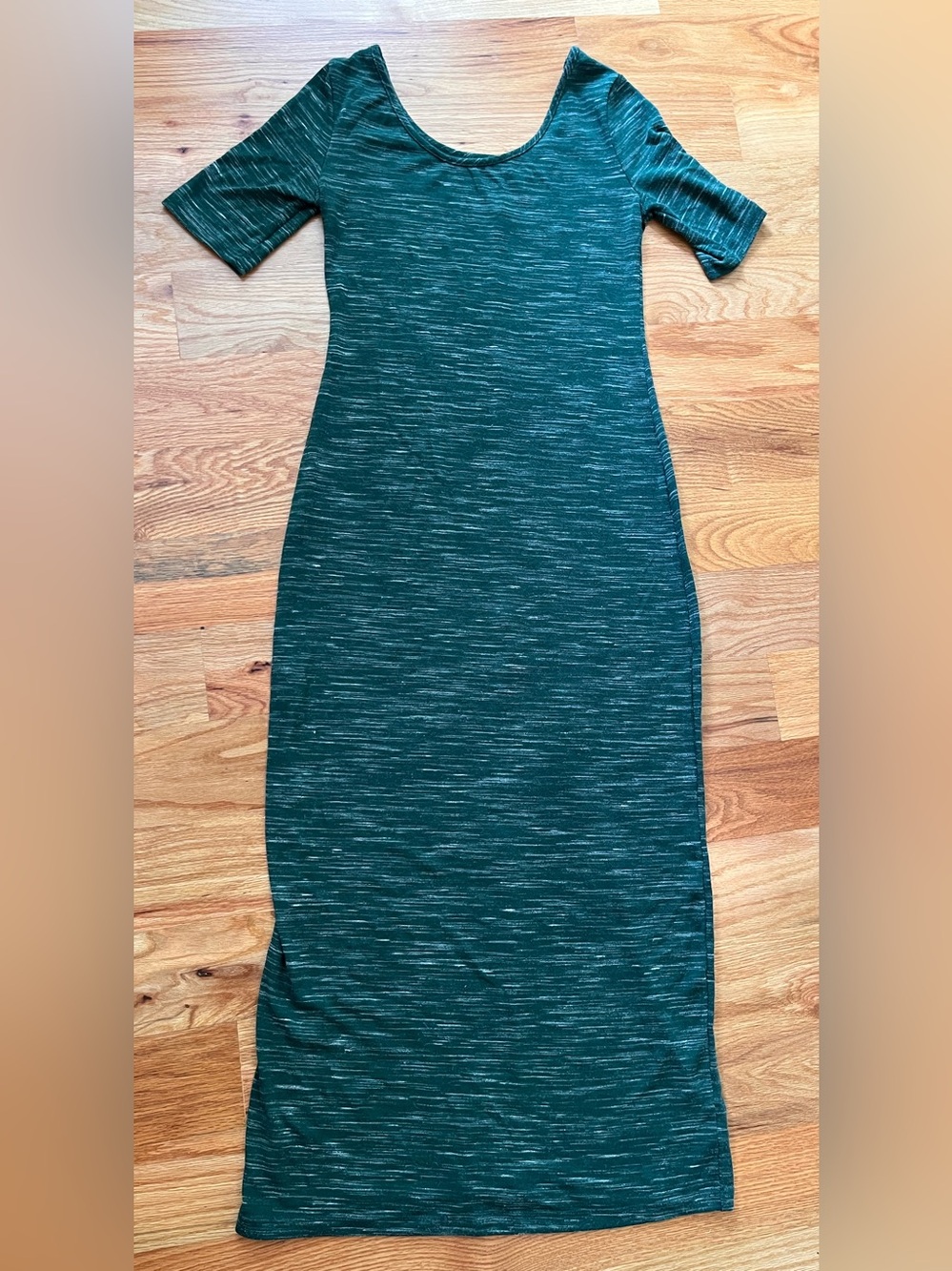 Green stretchy space-dyed maxi dress